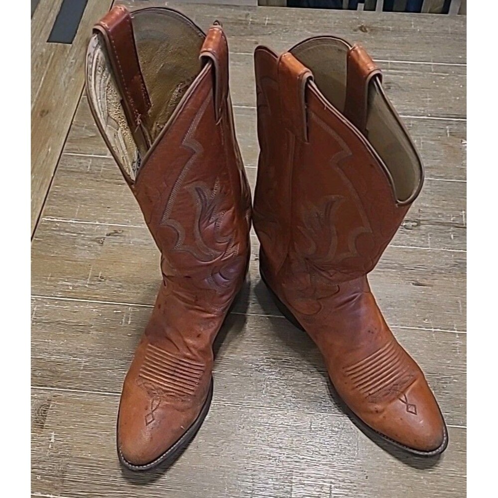 JUSTIN BOOTS MEN'S 9216 13" WESTERN Pointed Toe SIZE 8.5 D Discontinued Leather